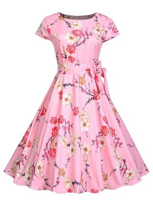 Pink dress with floral design DRESSPRO 