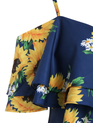 Sunflower Cold Shoulder Flounce Blouse